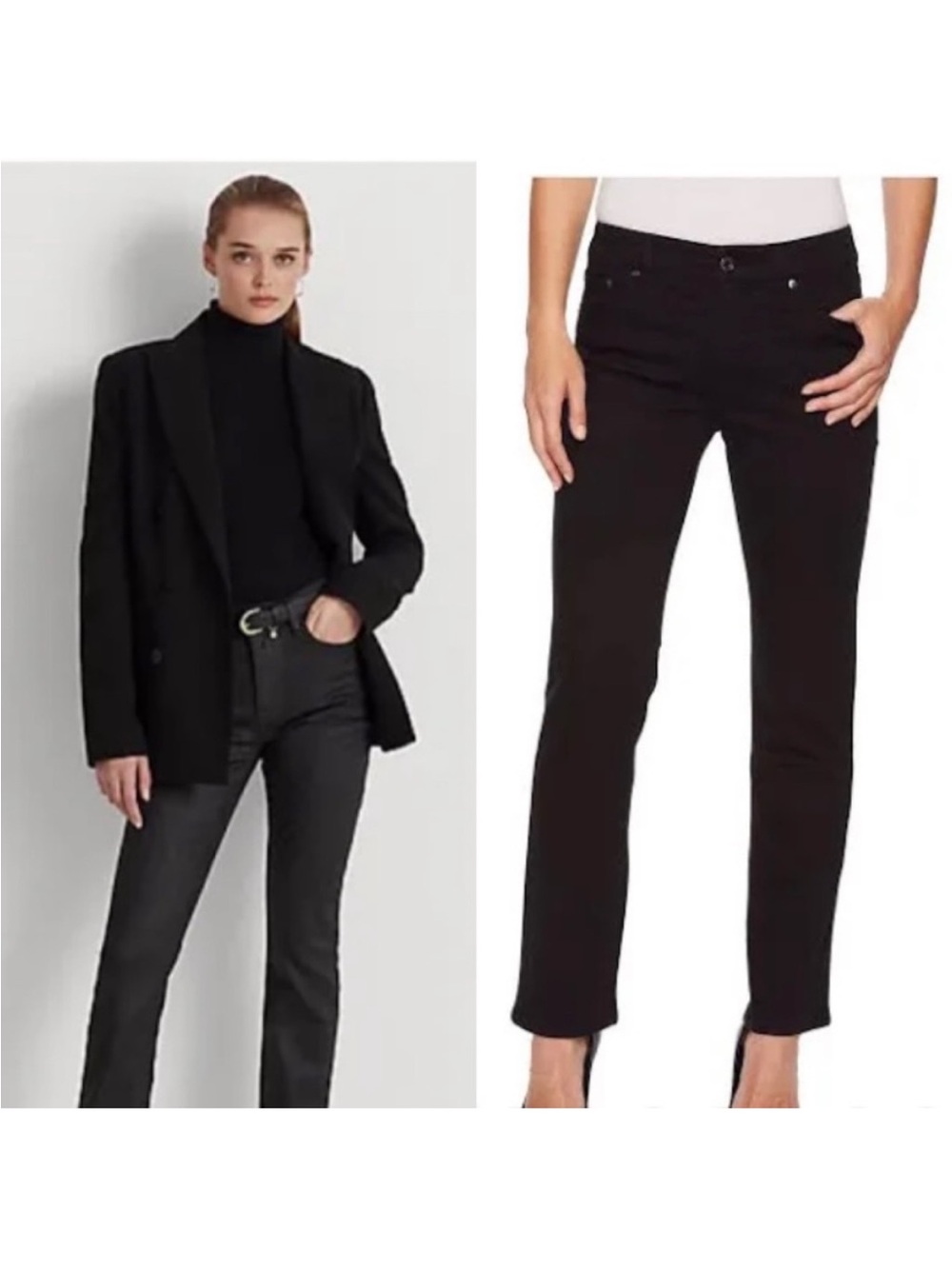 Lauren Jeans Co. Ralph Lauren Black Straight-Leg Jeans Size 10